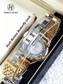 Pablo Raez 1件 18K金女士手錶 奢華迷人不鏽鋼女錶 優雅新款設計師石英錶 鑲鑽金銀磨砂色 時尚白色錶盤 鑽石顯示 高品質 AAA 女孩熱門手錶 50M防水 重金屬鋼鍊手鍊飾品扣帶 Logo 休閒青少年可愛時鐘 適合日常生活/工作/派對裝飾 精緻禮物送給女孩朋友或家人 畢業婚禮生日禮物 - 均碼 - 查看 11
