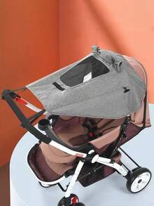 1 pieza Sombrilla para cochecito de bebé - Protección UV, Cubierta de lluvia de vista alta, Apta para cochecitos grandes y dobles, Tela parasol, Protector solar, Cubierta parasol/Estilo aleatorio - Gris - Ver 10