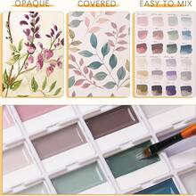 优质24色/套不透明半干性水彩颜料套装，美术用品，适合艺术家、初学者和业余爱好者绘画。 - 套裝 - 查看 5