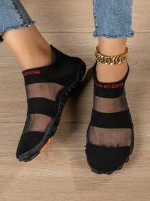 女士夏季户外涉水鞋、钓鱼鞋、漂流沙滩鞋、网面透气水鞋、游泳鞋、泳池鞋、室内瑜伽健身鞋 - 黑色 - 查看 1