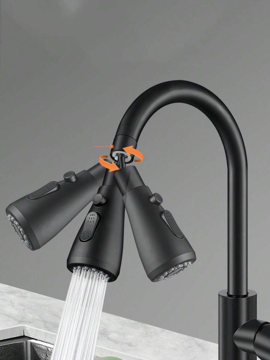 1 pieza Extensor de grifo universal de material de cobre+ABS con rotación de 360° para cocina y baño, junta universal de boquilla de agua giratoria, herramienta anti-salpicaduras