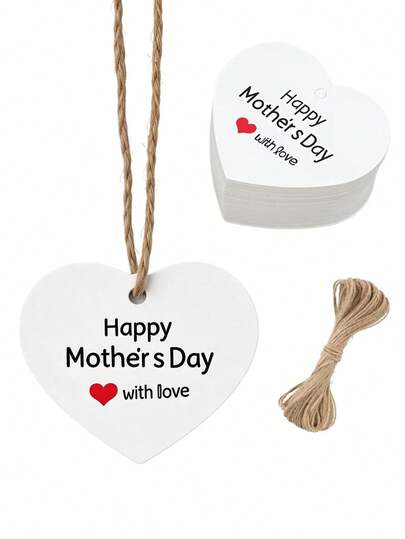 100 piezas Etiquetas de papel con forma de corazón para el Día de la Madre, etiquetas de papel kraft blanco vintage, etiquetas románticas para el Día de la Madre con mensaje de corazón, etiquetas colgantes, envoltura de regalo, etiquetas de regalo, etiquetas de papel para el Día de la Madre, regalos, recuerdos de boda, caja de tarjetas - envoltura de regalo, fiesta, regalos pequeños, decoraciones, envoltura de regalo para el Día de la Madre, decoraciones de recuerdos de fiesta