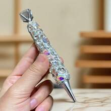 Luxury Diamond Encrusted Glass Crystal Ballpoint Pen, Creative Office & Student Gift, Korean Style High-End Pen - White - View 5