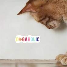 1张3英寸可移除防水户外PVC乙烯基贴纸，可爱彩虹渐变“DOGAHOLIC”字样，带爪印，趣味狗狗爱好者表情包，狗狗控幽默病毒式传播，Z世代宠物痴迷，可爱美学，完美适用于笔记本电脑、手机、水瓶、滑板、头盔、日记本、汽车保险杠、笔记本、宿舍装饰、旅行箱包，是送给狗妈妈、宠物主人、13-30岁青少年男女的理想礼物，创意装饰贴纸，防水乙烯基材质，适用于任何光滑表面 - 3*0.99英寸 - 查看 11