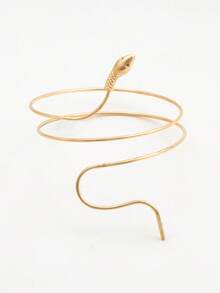 6pcs/Set Minimalist Metal Arm Cuff Bracelet, Adjustable Armlet, Suitable For Daily Wear, Street Style And Vacation - Gold - View 2