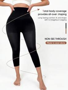 Suprenx Quần legging lửng 3/4 ôm sát, định hình vóc dáng, cạp cao dành cho nữ. - màu đen - Xem 3