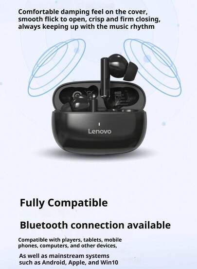  Auriculares inalámbricos Bluetooth Lenovo TA210: batería de larga duración, deportivos intraaurales, ENC, cancelación inteligente de ruido de llamadas con cuatro micrófonos, blanco/blanco roca lunar, negro - Diseño de regalo
