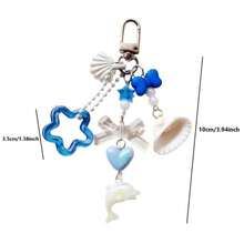 1 pieza Llavero con delfín y concha de estilo oceánico - Accesorio para bolso con colgante de estrella azul y corazón - Concha azul - Ver 10