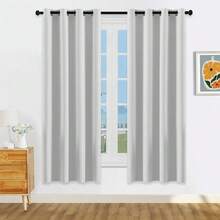 可选1件或2件/轻薄遮光窗帘/轻薄涂层100%遮光窗帘/顶部金属环窗帘/遮光隐私窗帘/客厅窗帘/卧室窗帘 - 灰色 - 查看 33
