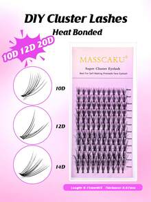 12Lines MASSCAKU Cluster Eyelash Extension C/D 8-15mm Foxy Eyes Cat Look Natural Individual Eyelashes Bunches Makeup Tool Lashes Cilia - D - View 1