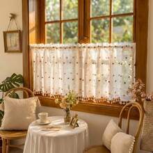 1件美式乡村风格花卉流苏薄纱窗帘 - 彩色 - 查看 3