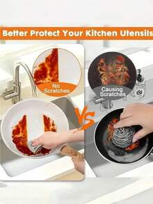 30/20/10 Pieces - Pack Of Anti-Scratch Wire Dish Cloths, Non-Marking Multi-Purpose Wire Dish Cloths, Silver Mesh Woven Cleaning Cloths, Wet And Dry Use, Easy To Rinse, Reusable, Wire Cleaning Cloths, Wire Dish Towels For Kitchen, Sinks, Pots And Pans, Countertops, Stoves, Tableware, Cleaning Supplies, Cleaning Tools - Multicolor - View 5