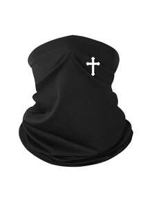 1pc/2pcs Solid Color & Cross Print Unisex Face Mask, Versatile Bandana Neck Gaiter For Outdoor Activities, Sun Protection And Dust Proof - Multicolor - View 12