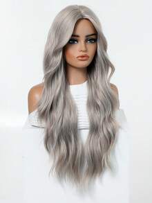 Tóc giả màu xám gợn sóng thanh lịch dài 28 inch có mái, phù hợp để đội hàng ngày, hóa trang, dự tiệc, Giáng sinh, Năm mới, lễ hội âm nhạc, món quà lý tưởng cho các cô gái, lễ tốt nghiệp, Halloween, Giáng sinh. - Đánh dấu màu xám - Xem 5