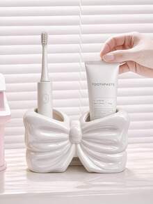 1pc/2pcs Bow Toothbrush Holder & Toothpaste Storage Rack, Bathroom Countertop Organizer - Multicolor - View 2
