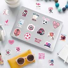 61PCS Pink Soccer Stickers High Quality Stickers Decals Scrapbook,Journaling,Laptop,Bumper,Skateboard,Water Bottles,Computer,Phone Stickers Can Bring A Lot Of Fun To Your Life,The Perfect Gift For Adults - P - View 7