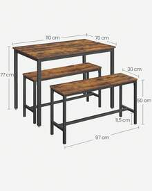VASAGLE Juego de Mesa de Comedor, Mesa de Cocina con sillas, Industrial para Cocina, Sala de Estar, Sala de Fiesta, café rústico y Negro - Color retro - Ver 6