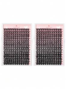 LUCK LTGIRL 192/384/576PCS Mi giả dạng chùm mỏng, độ cong C/D, 10-16mm, chất liệu lông chồn tự nhiên, mềm mại, có thể tái sử dụng, tự làm mi giả. - Xem 10