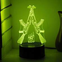 1 pieza Luz de noche moderna y creativa con diseño de pistola 3D, luz LED de 7 colores con degradado, luz de escritorio única para decoración de dormitorio, luz nocturna acrílica de 7 colores adecuada para sala de estar, dormitorio, habitación, oficina y otros espacios, alimentada por USB y con control táctil - Multicolor - Ver 10