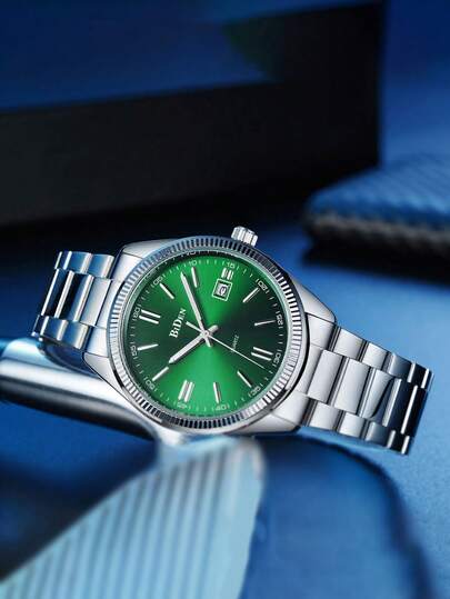 BIDEN 1 pieza Reloj de cuarzo de moda de negocios con fecha luminosa impermeable para mujer, correa de acero inoxidable, reloj de señora