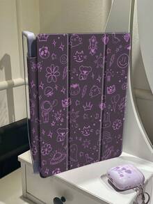 猫咪卡通宇航员动物星空花卉图案双面亚克力透明水晶后盖，防震，兼容iPad 7、8、10代（10.2英寸），内置Apple Pencil笔槽，支持睡眠/唤醒功能，理想礼物 - 彩色 - 查看 6