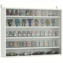 HOMCOM Vitrina Expositora para Colecciones de 5 Niveles, Vitrina de Pared, con Estantes Ajustables y 2 Puertas Correderas de Vidrio, para Perfumes, Figuras de Decoración, 80x9,5x60 cm, Blanco - 1PC - Ver 10
