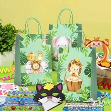 60pcs Jungle Animal Party Favors,Jungle Animal Birthday Party Favors Set Includes Animal Party Slap Bracelets Stickers Straws Balloon, Animal Mask, Animal Goodie Bags Etc Jungle Party Favors	 Kids Birthday Party Favors - Multicolor - View 5