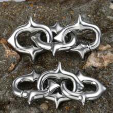 1pc 316L Stainless Steel 3-Chain Earring Gravity Ear Expander Hook-Style Body Piercing Jewelry 6G/4G Earlobe Decor Ear Hole Expander Daily Wear Accessory - Star - View 11