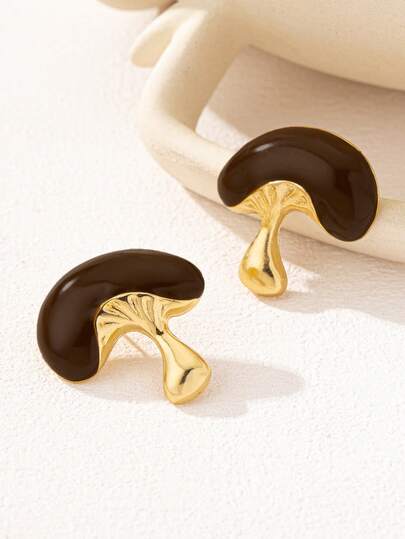 1对几何油滴蘑菇耳钉