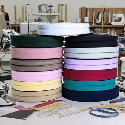 1.5cm Wide X 20m Long Matte Twill Satin Ribbon, Suitable For Clothing, Sewing, Banners, Soft Furnishings, Furniture, Tubular Decor, Apparel, Blankets Etc., Multi-Color Tubular Decorative Ribbon, Essential For DIY Crafts