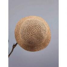 Classic Straw Braid Hat, Women's Beach Hat, Versatile Bucket Hat,, Spring/Summer - 米色 - 查看 6