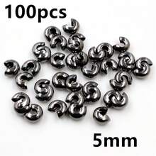 100颗铜圆盖压接端珠 3 4 5mm 止动隔珠，适用于DIY珠宝制作配件 - crimp beads - 查看 25