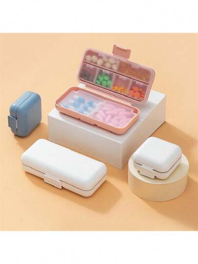 Portable Mini Pill Box With Double Seal, Compartment Pill/Tablet Storage Box With Clasp