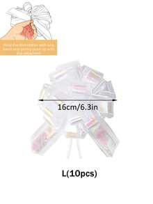 5pcs Pearl White Pull Bows For Gift Wrapping, Rainbow Ribbon Warp Bow, Gifts Decorations, 6″ Party Wedding Ribbon Bows For Present Basket Flower Bouquets Birthday Anniversary Wedding Crafts Wrap - Iridescent White - View 9