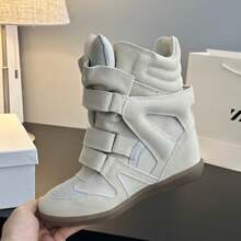 New Women's Sneakers 2026 With Hidden Heel Reinforcement – High-Quality Black Suede Wedge Heels, Retro Street Style Design With Leather Toe Cap, Comfortable Lightweight Sole, Color-Coordinated, Flat And Casual, Ideal For Everyday Wear, Street Style And Elegant Outfits - trắng - Xem 3
