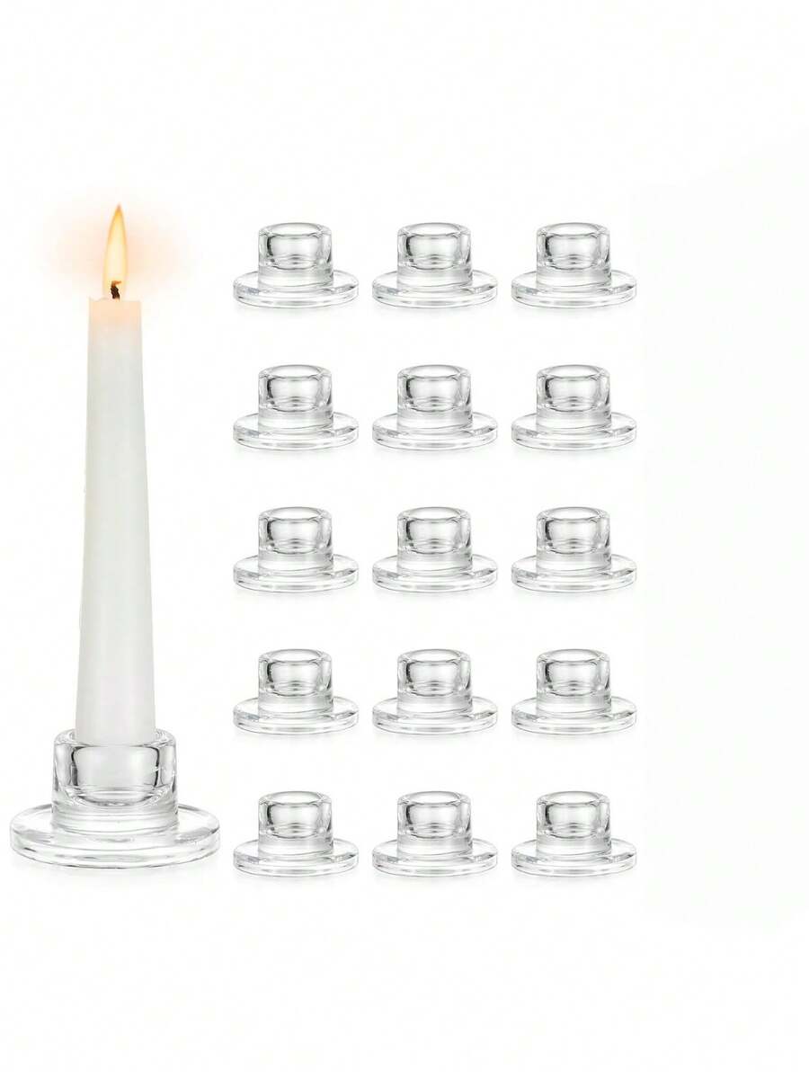 6个透明短锥形烛台,适用于餐桌摆饰、婚礼、派对、降临节、圣诞节和家居装饰 - 多色 - 查看 1
