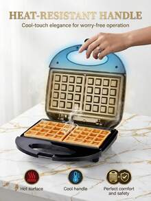 SOKANY-113 华夫饼机早餐机，紧凑型家用小型烤面包机，双面加热 - 美規A型插(110-127V) - 查看 8