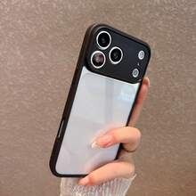 Minimalist Shockproof Hard Black Phone Case Suitable For IPhone 17 Pro Max/17 Pro/17/16 Pro Max/16/16 Pro/16 Plus/15/15 Pro Max/15 Pro/15 Plus/11/12/13/14 Pro Max/12 Pro/12 Pro Max/13 Pro/13 Pro Max/7 Plus/14 Pro/14 Pro Max/14 Plus, Acrylic Material - Black - View 5