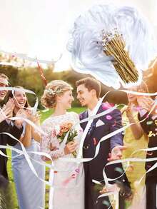 12支/套 12英寸白色婚礼丝带魔杖带铃铛，派对丝带流苏魔法棒仙女棒，适用于婚礼、派对、节日、生日、活动、礼物、婴儿派对（白色） - 白色仙女棒 - 查看 8