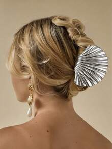 2个新款高端贝壳抓夹女款后脑勺闪亮金属度假欧美风发爪时尚个性化半扎发夹发饰女孩夏季发饰沙滩爪夹优雅发夹度假发饰 - 彩色 - 查看 10