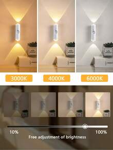 1/2 đèn ngủ LED sạc lại được, đèn treo tường 2 đầu, 3 màu điều chỉnh được, thích hợp cho hành lang, phòng ngủ, cầu thang, văn phòng (400mAh) (Màu nút ngẫu nhiên) - Nhiều màu - Xem 7