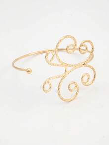 6pcs/Set Minimalist Metal Arm Cuff Bracelet, Adjustable Armlet, Suitable For Daily Wear, Street Style And Vacation - Gold - View 4