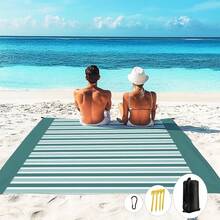 1 tấm trải biển chống thấm nước, chống cát, in họa tiết sọc, kích thước 185*235CM, nhẹ và bền, thích hợp cho bãi biển, kỳ nghỉ, du lịch, cắm trại ngoài trời, dã ngoại. - Nhiều màu - Xem 3
