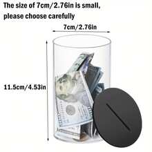 Transparent Acrylic Piggy Bank With Access Function, Transparent Coin Bank With Lid - Black - View 8