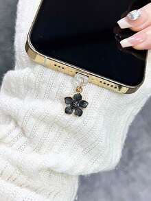 Pink Flower Series Decorative 1pc Pink Flower Shaped Mobile Phone Charging Plug Dust Plug For IOS Phone /Type-C Spring Gift - Multicolor - View 9