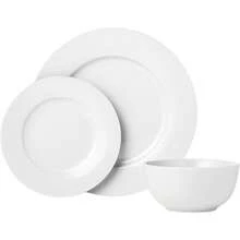 Porcelain Dinnerware Set, Microwave And Dishwasher , Service For 6, 18-Piece, Plates, Bowls, White - White - View 2