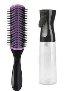 2 pièces Set de brosses, brosse à coussin en nylon à 9 rangées, peigne à queue, convient aux types de cheveux y compris les cheveux bouclés, ondulés, crépus, mouillés/secs/gras/épais/longs. Ce set de brosses comprend une brosse facile à utiliser pour les cheveux bouclés, ondulés, crépus de type 3a à 4c des , convient pour les cheveux mouillés et secs, démêlage facile. Le set comprend également un flacon vaporisateur de 200 ml. - C - Voir 13