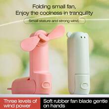 CHIGO 1pc Handheld Portable USB Rechargeable Quiet Mini Electric Fan, Can Stand, 500mAh - Handheld - View 2