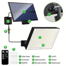 400 LED Solar Wall Light With Motion Sensor, LED Cool White Solar Flood Light, High Brightness Solar Street Light, Large Solar Panel, Easy Installation, Super Bright, Auto On/Off, Suitable For Porch, Yard, Garage, Fence, Path, Wall - 400LED - View 10