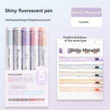 5Pcs Glitter Highlighter, Macaron Pastel Highlighter For Note Taking & Journaling - A - View 11